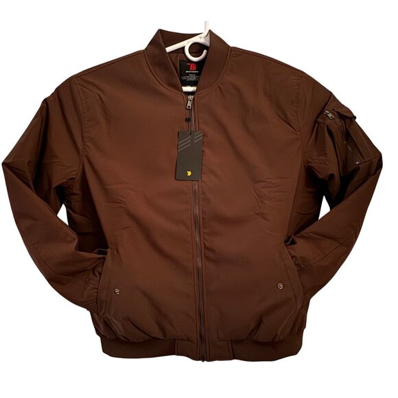 Mens X-Large TBMPOY TRR Brown Bomber Jacket Quilted Lining Zip Arm Pocket XL - Picture 2 of 9